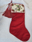 Katha Diddel Needlepoint Christmas Stocking Birds Chickadee Wool Vtg Tassel Red