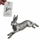 Running Hare Pewter Pin Badge Wildlife Brooch Pagan Lunar Nature Gift UK