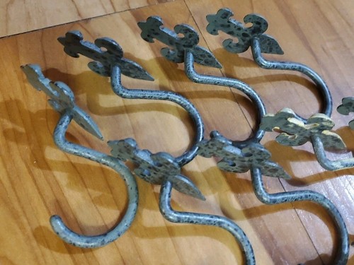 Set of 12 Fleur De Lis Metal Shower Curtain Hooks Rings bath decor decorative - Picture 8 of 8
