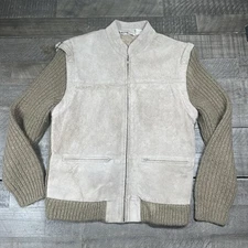 Vintage Sweater Bee by Banff Suede Leather Knit Size Medium Western Classic
