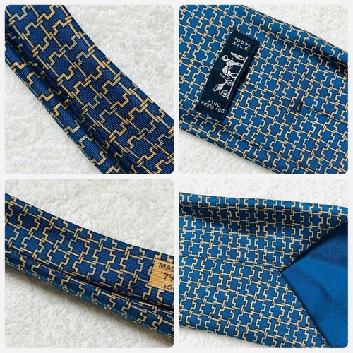 HERMES necktie H pattern motif hardware all over pattern silk made in France - Picture 9 of 10