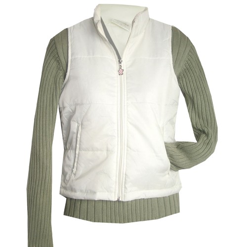 wattierte Mädchen WESTE Steppweste WEIß Gr.122/128 6-8 Jahre - Bild 1 von 2