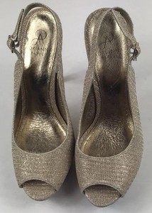 Adrianna-Papell-Women-s-Gold-Peep-Toe-Classic-Pumps-Heels-Size-8-5-38-5