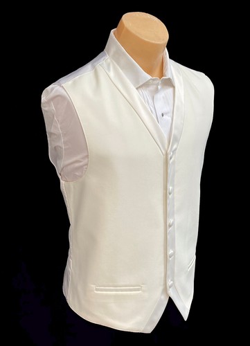 Men's After Six Ivory Tuxedo Vest with Satin Trim Wedding Groom Prom XL - Bild 3 von 5