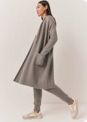 White Company Loungewear Kaschmirmischung grau meliert Strickjacke mit Kapuze UVP 130£