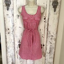 Gap Sz. XS Womans Pink White Blue Sleeveless Pocketed Belted Casual Summer Dress