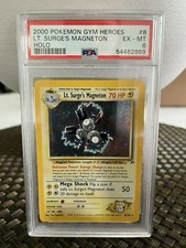 PSA 6 EXC NM GYM HEROES 8 LT. SURGE'S MAGNETON POKEMON CARD WOTC HOLO