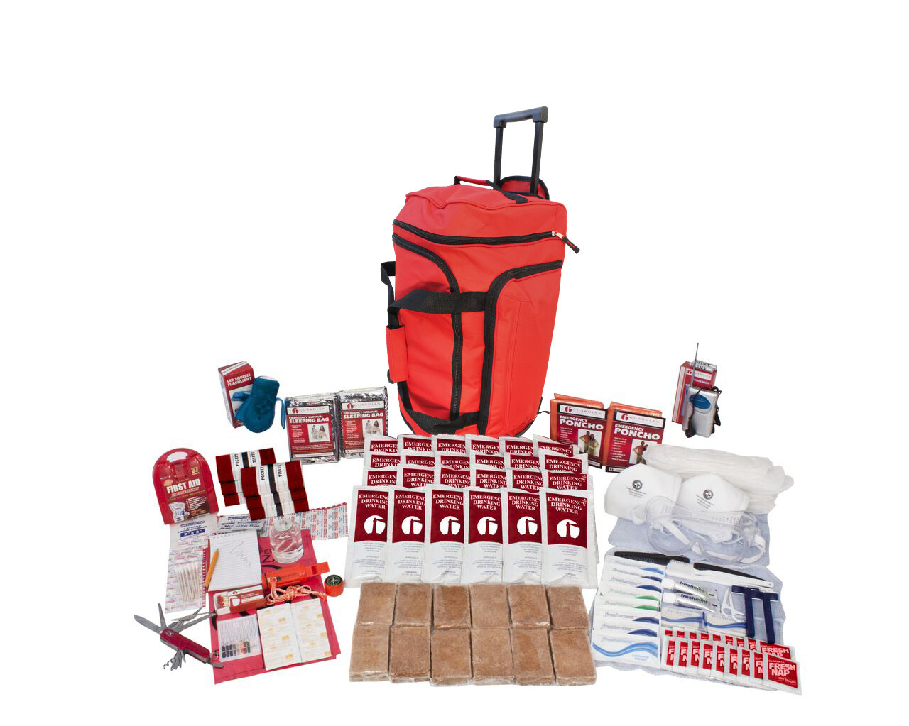 2 Person Deluxe Survival Kit (72+ Hours) - RED Wheel Bag 2 Person Deluxe Survival Kit (72+ Hours) - RED Wheel Bag