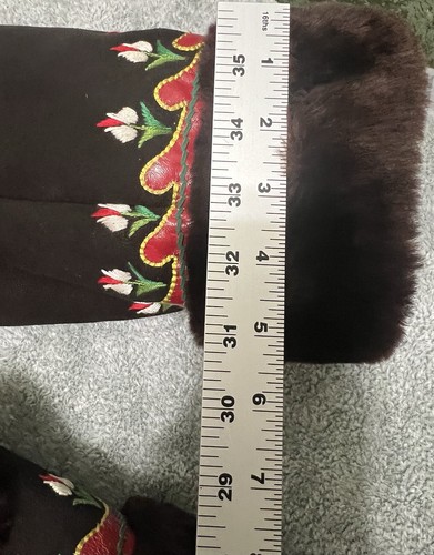 VTG Sheepskin Embroidered Winter Jacket Women's S Hippie Boho Rocker Glam Folk - Picture 11 of 24