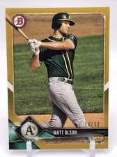 2018 Bowman Matt Olson Gold /50 Oakland Athletics A’s