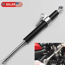 330mm Motorcycle Aluminum Steering Damper 6-way Adjust Stabilizer Black US Stock