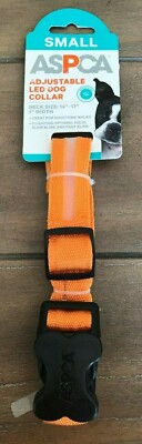Orange LED Dog Collar - SMALL Adjustable - Night Walks - 3 Options - ASPCA - NWT