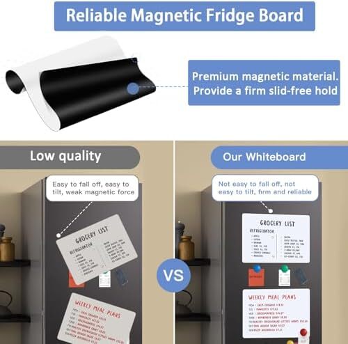 Magnetic Fridge Whiteboard Set: Dry Erase White Board (12X8"), Magnets ( Bonus), - Picture 5 of 7