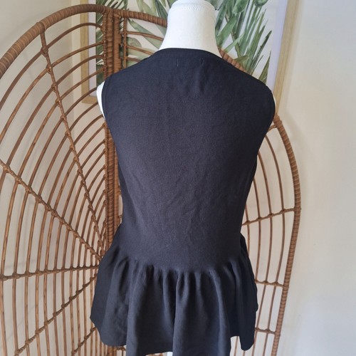 Slide Show Sleeveless Peplum Ruffle Top Black Sz AU 12 Knit Office Business Cute - Picture 4 of 6