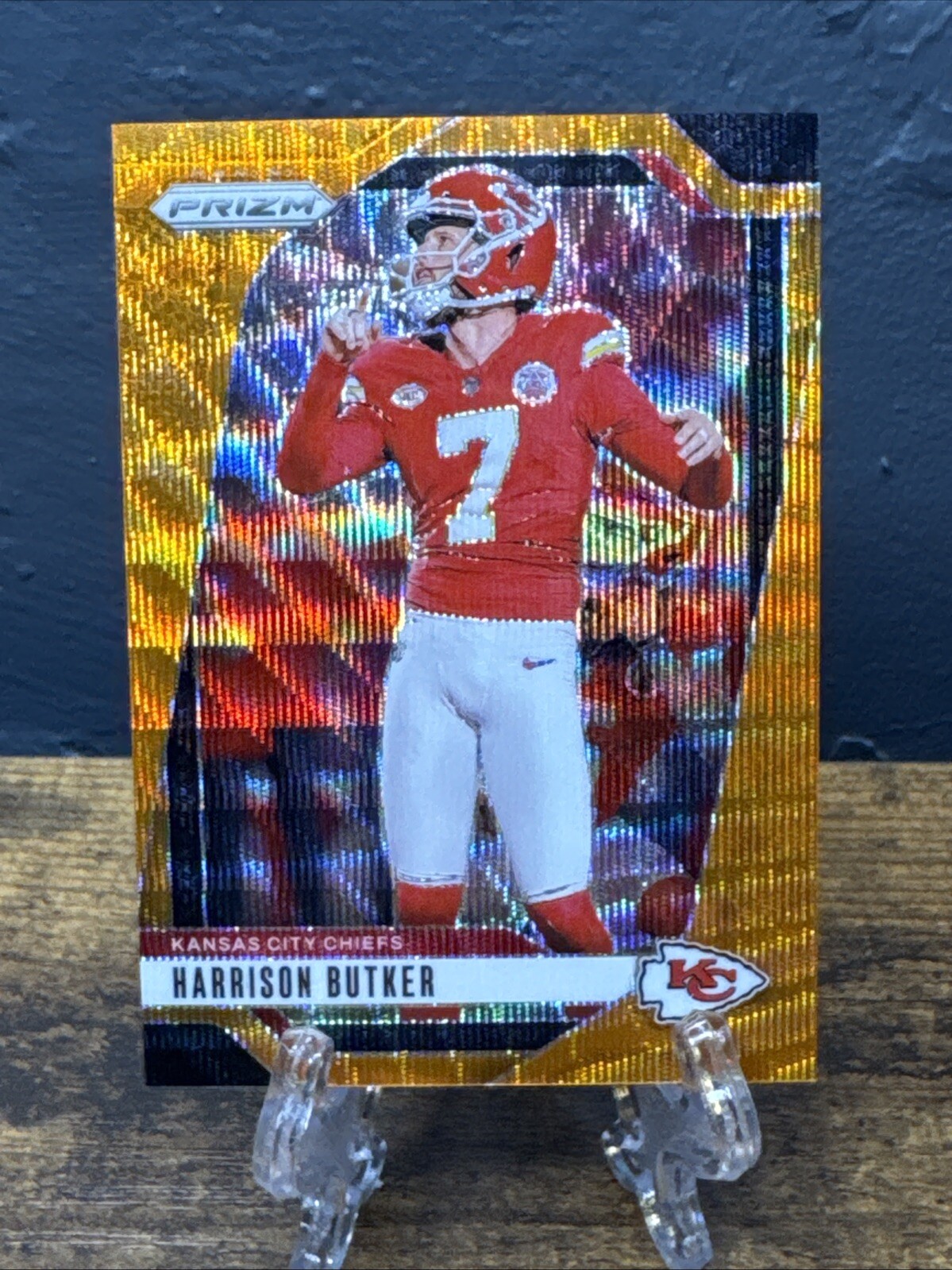 2024 Panini Prizm Football Harrison Butker Orange Wave /60