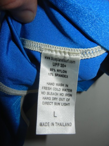 BLUE PLANET SURF GEAR Blue Spandex HAWAII RASH GUARD Sun Beach Kid Shirt YOUTH L - Picture 5 of 7