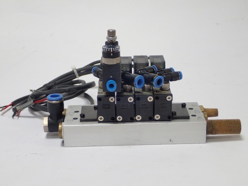 Colector de válvulas SMC con 4x VZ3123-5M0Z-M5 ELECTROVÁLVULAS, PRUEBA FESTO LRMA-M5-QS-4 - Imagen 3 de 8