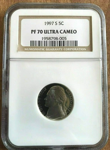 1997 S Jefferson Nickel 5c PF70 UC NGC PF70 Ultra Cameo