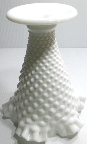 Vintage Fenton Glass Vase Hobnail White Milk Glass Cone Trumpet Shape 7 3/4" T - Picture 5 of 6