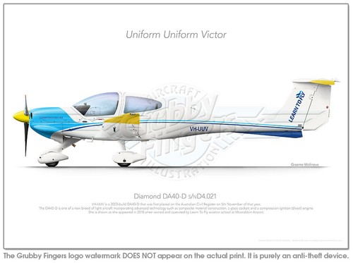 Diamond DA40-D VH-UUV LTF 2019 - A3+ Profile Print - Bild 2 von 4