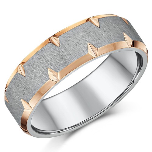 Juego de anillos para parejas His & Hers titanio e IP oro rosa bandas de boda de 5 y 7 mm - Imagen 3 de 3