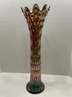 Fenton Rustic Hobnail  Carnival Glass Mid Size Vase Amethyst 17” Antique