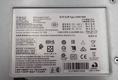 IBM SAN96B-5 Brocade 6520 96x 16Gb SFP+ (48-Active) FC SAN Switch 2498-N96 - 第 5/5 張圖片