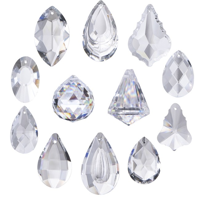50X Black Chandelier Glass Crystal Lamp Prisms Parts Hanging Pendants Home Decor