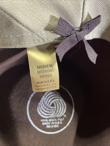 Vintage Naturalist Wool Felt Brown Cowboy Hat Made In USA Size Medium - Picture 8 of 13