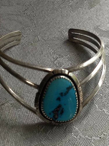 VINTAGE REEVES STERLING SILVER TURQUOISE CUFF BRA