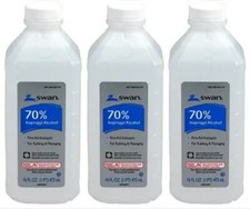 3 Bottles Swan Isopropyl Rubbing Alcohol 70% 16 fl. oz. 