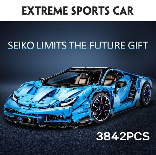 3842pcs 1/8 Blue Hypercar Building Blocks Set C61041 MOC Technic Car Model Kit - Picture 8 of 25