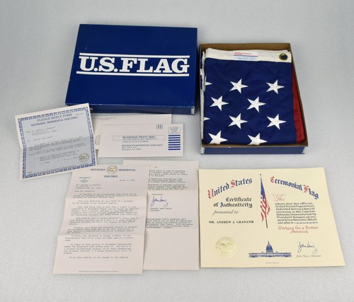 Vintage Republican Presidential Task Force 3 x 5 Fuß amerikanische Flagge 1985 Reagan USA