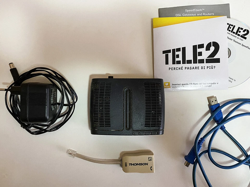 Router Thomson SpeedTouch 530 Tele2 TeleTu DSL + CDROM + Accessori - Immagine 2 di 4