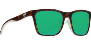 Costa Del Mar Panga Women's Sunglasses with Shiny Tortoise/White/Seafoam Crystal Frame and Polarized Green Mirror Lenses