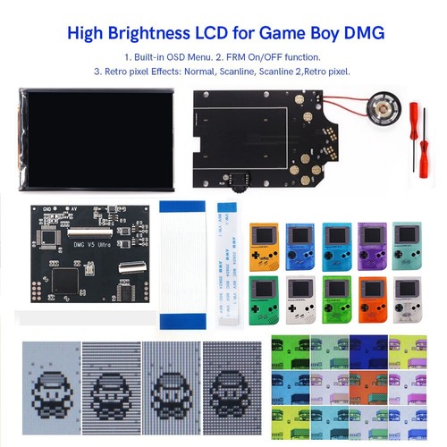 Newest V5 Ultra OSD Menu Full Size RIPS Backlight LCD+Case W/Speaker For GB DMG - Picture 4 of 46