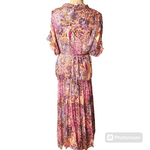 Neu mit Etikett Misa Los Angeles Größe Large Ilya rosa Augusta Batik durchsichtig Boho Midikleid - Bild 6 von 15