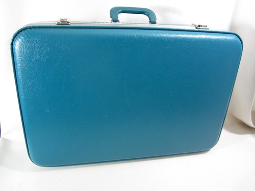 Vintage Mid Century Blau Hartschalenkoffer Koffer MCM Gepäck Sauber & Schön - Bild 1 von 17