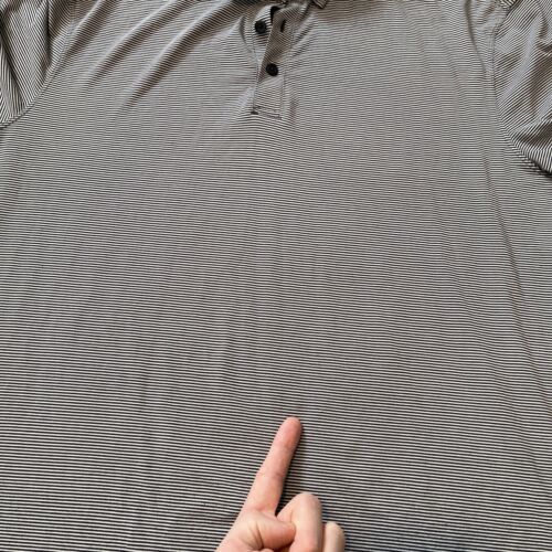 Lululemon Evolution Polo Mens sz XL (?) Black White Striped Performance Stretch - Picture 2 of 8