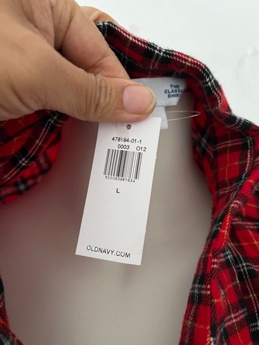NWT Old Navy Size L Red Black Buffalo Plaid Classic Button-Down Shirt Men's - Picture 3 of 6