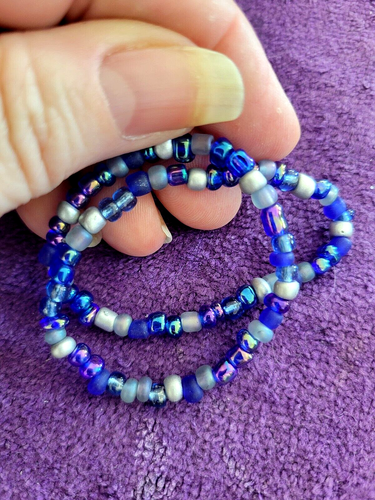 Anklet Midnight Sky Beauty & Soul Glass Bead Beaded - Very Unique 10 1/2" - Picture 3 of 5
