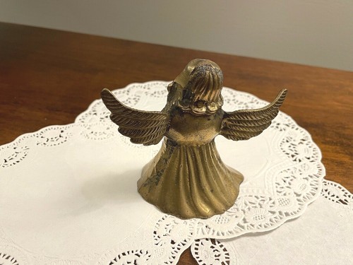 CAMPANA ANGELO IN OTTONE bella patina e suono incantevole, made in India alta 3 1/2" - Foto 3 di 7