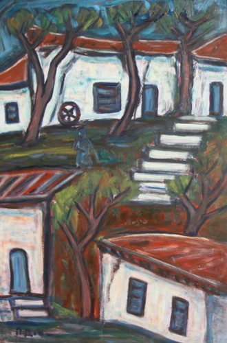 Vintage oil painting expressionist cityscape - Picture 4 of 11