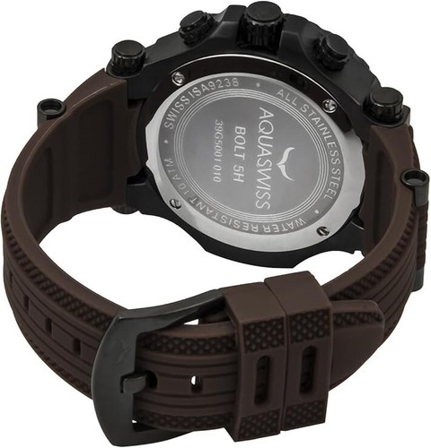 Aquaswiss 39G5010 Bolt Multifunction Swiss Men's Watch Black Ion Brown Strap - Picture 3 of 3