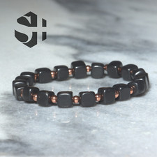 Shungite and Copper bracelet cubic beads 6mm EMF Protection Grounding Healing