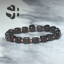 Shungite and Copper bracelet cubic beads 6mm EMF Protection Grounding Healing