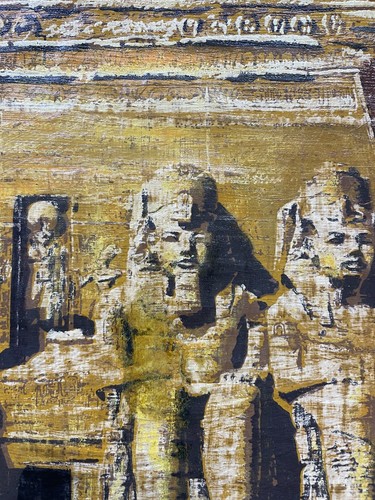 Juego de 2 pinturas de papiro — Majestuoso templo de Abu Simbel arte egipcio antiguo - Imagen 5 de 14