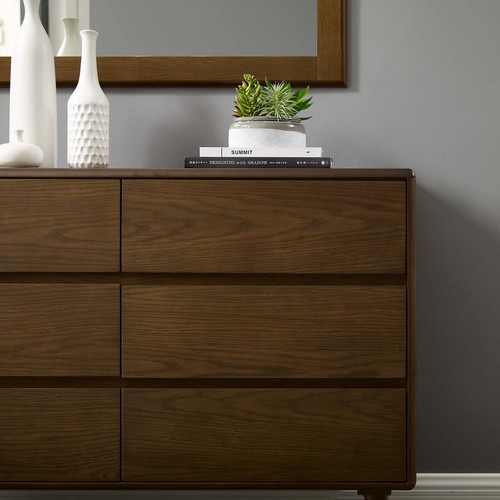 Modway Talwyn Rustic Modern Wood 6-Drawer Bedroom Dresser In Chestnut - Picture 6 of 9