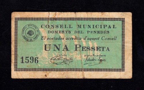 F.C. DOMENYS DEL PENEDÉS (TARRAGONA) , 1 PESSETA , MBC- . - Imagen 1 de 2