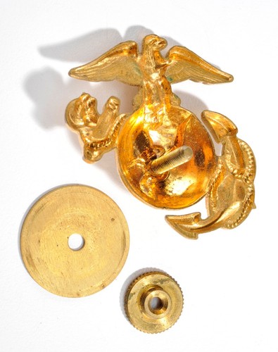 WWII US Marine Corps Eagle, Globe & Anchor arruolato visiera cappello emblema (L.I.G.I.) - Foto 4 di 4